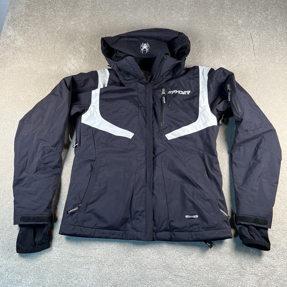 Spyder Ski Jacket With Detachable Hood Black Nylon Winter Snowboard Women's 6